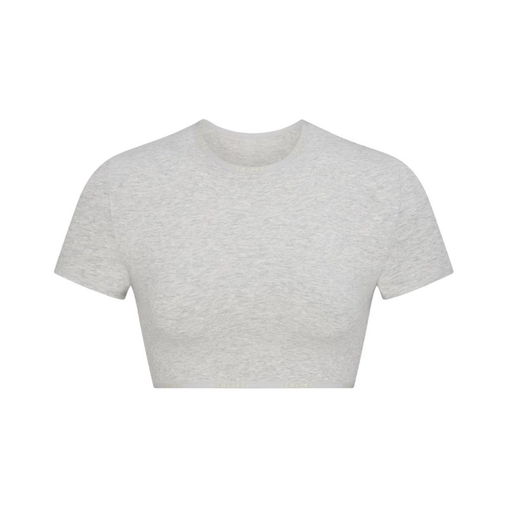 ✨SKIMS NWT COTTON LOGO CROPPED T-SHIRT Light Heather Grey